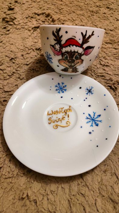 Świąteczny zestaw filiżanka ze spodkiem