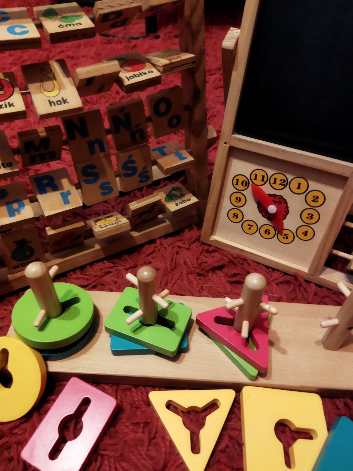 Zestaw zabawek drewnianych edukacyjnych