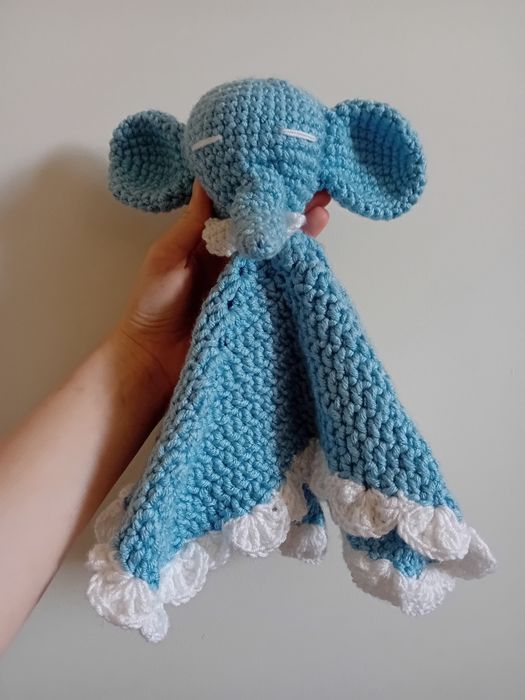 Kocyk przytulanka z głową słonia - handmade