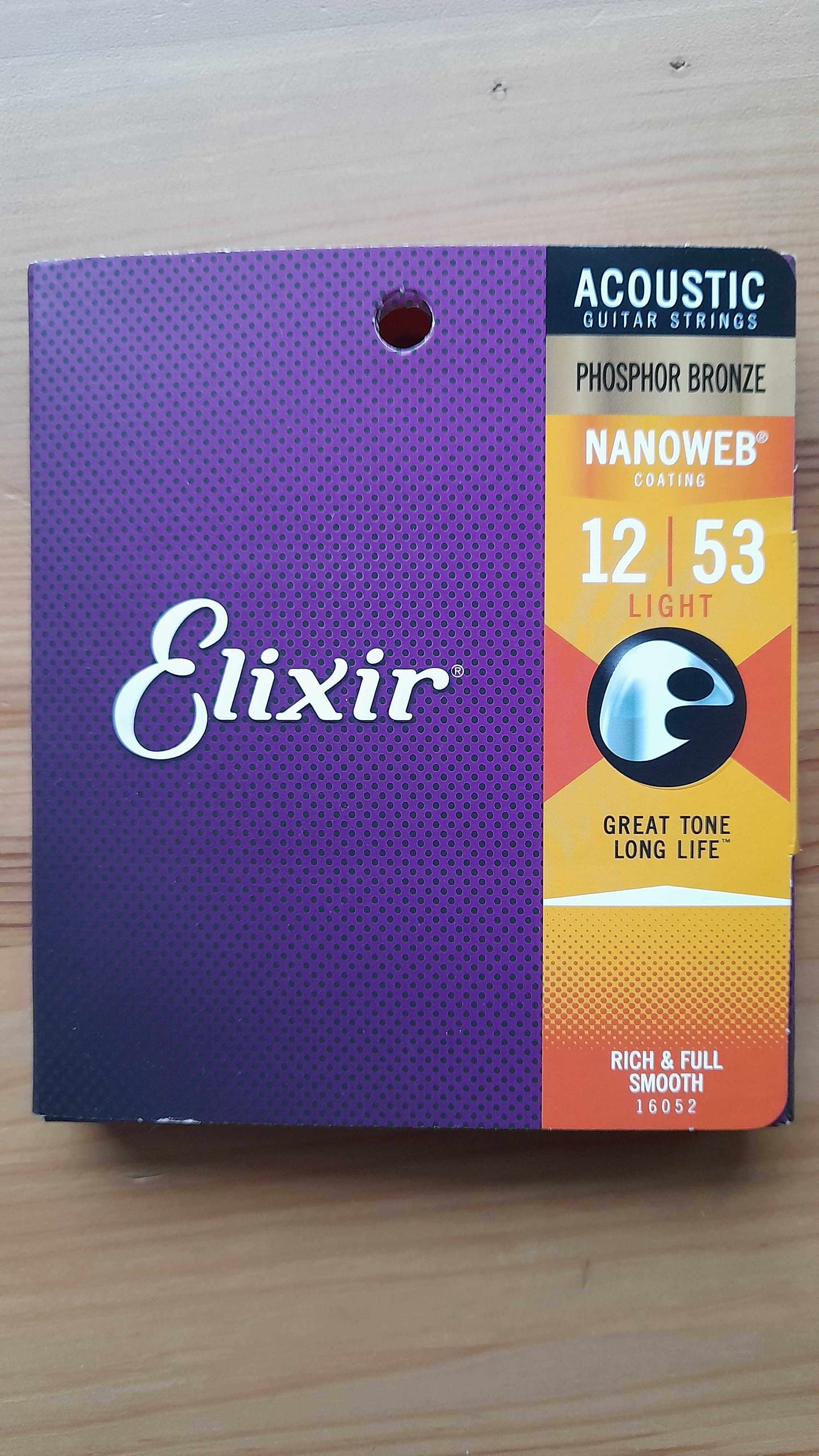 Struny do gitary akustycznej Elixir NanoWeb Phosphor Bronze 12-53