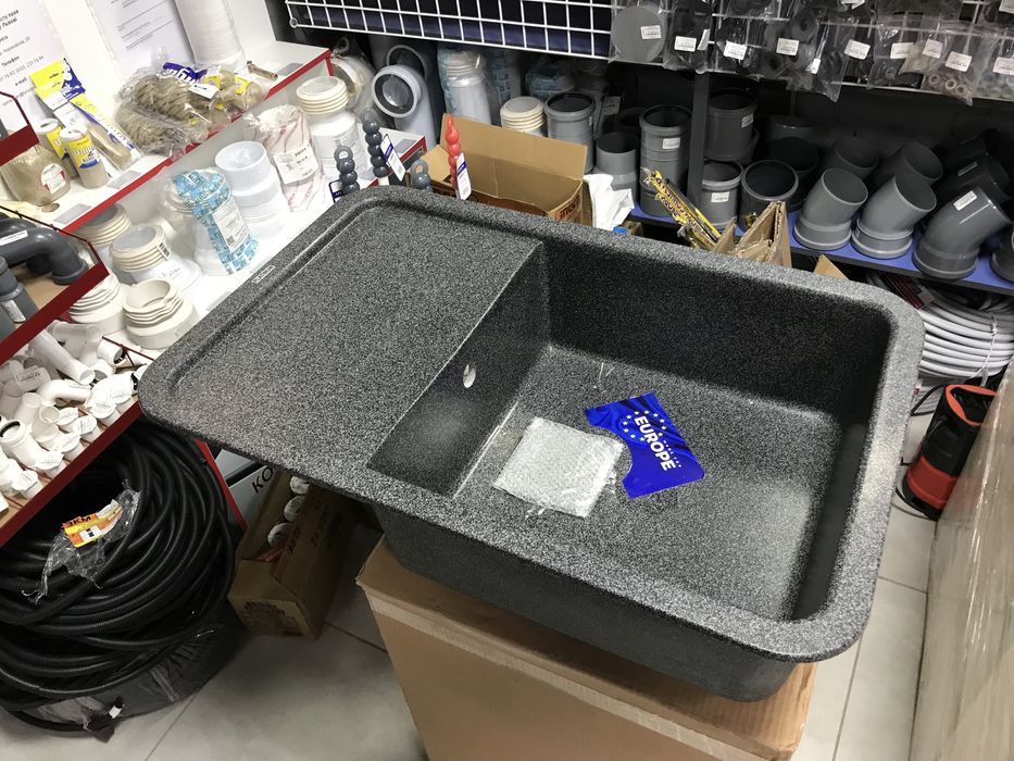 Гранітна мийка для кухні VALESO CUBE 7850 матова Графіт