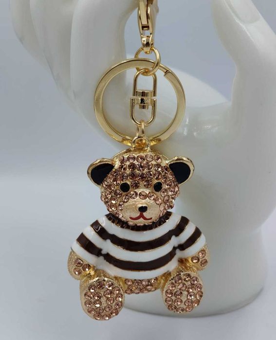 Brelok miś z cyrkoniami zawieszka do kluczy torebki modny prezent HIT