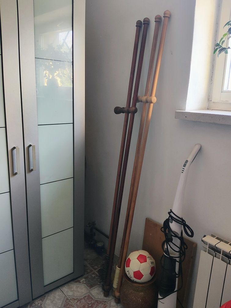 Cztery karnisze drewniane 190cm brąz karnisz zasłony