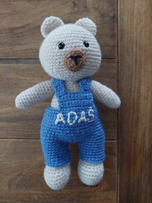 Misiek szydełkowy z dowolnym imieniem 27cm