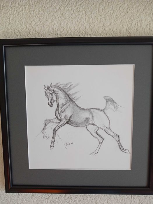 Joanna Kossak - ogier - rycina - szkic kredką