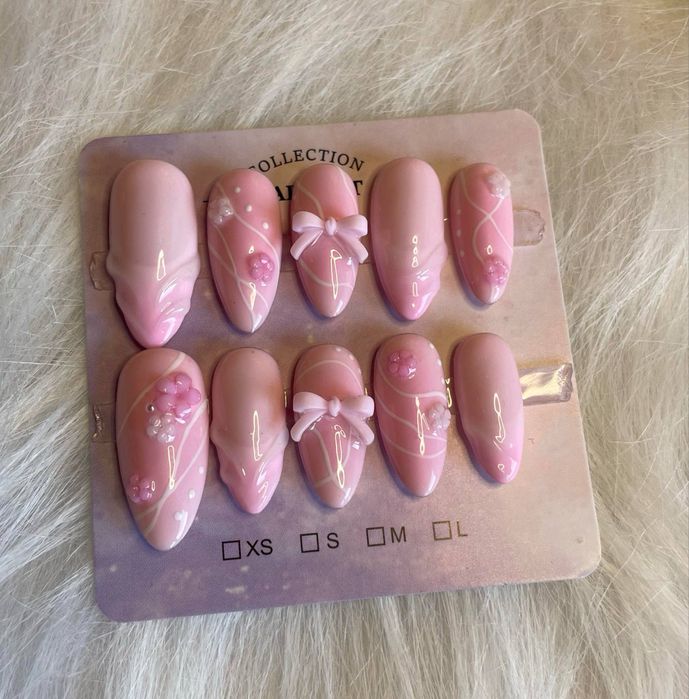 Paznokcie press on nails rozowe slodkie