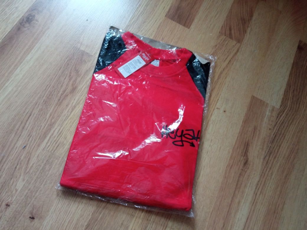Koszulka t-shirt czerwono-czarna logo Heyah rozmiar M