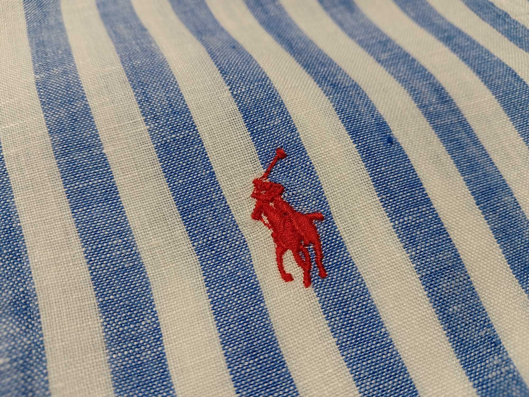 POLO RALPH LAUREN USA - NOWA! z LOGO Koszula Męska Lniana rozmiar XL