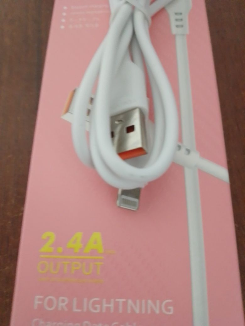 USB Кабель Lightning Denmen D01L Білий 2.4А 1м