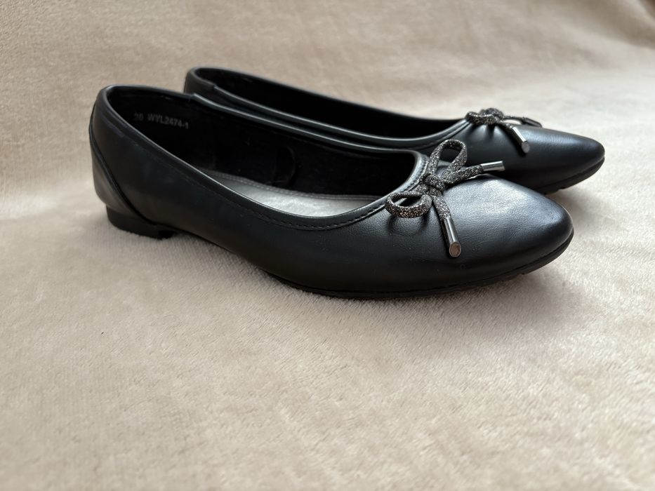 Buty baletki baleriny półbuty czarne koniec roku okazja wyjściowe apel