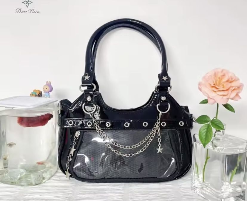 Сумка с цепочкой прозрачный карман 2 сторонняя ita bag Лолита готика