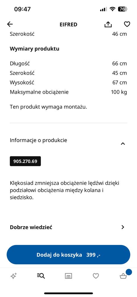 Klęcznik klekosiad ikea eifred