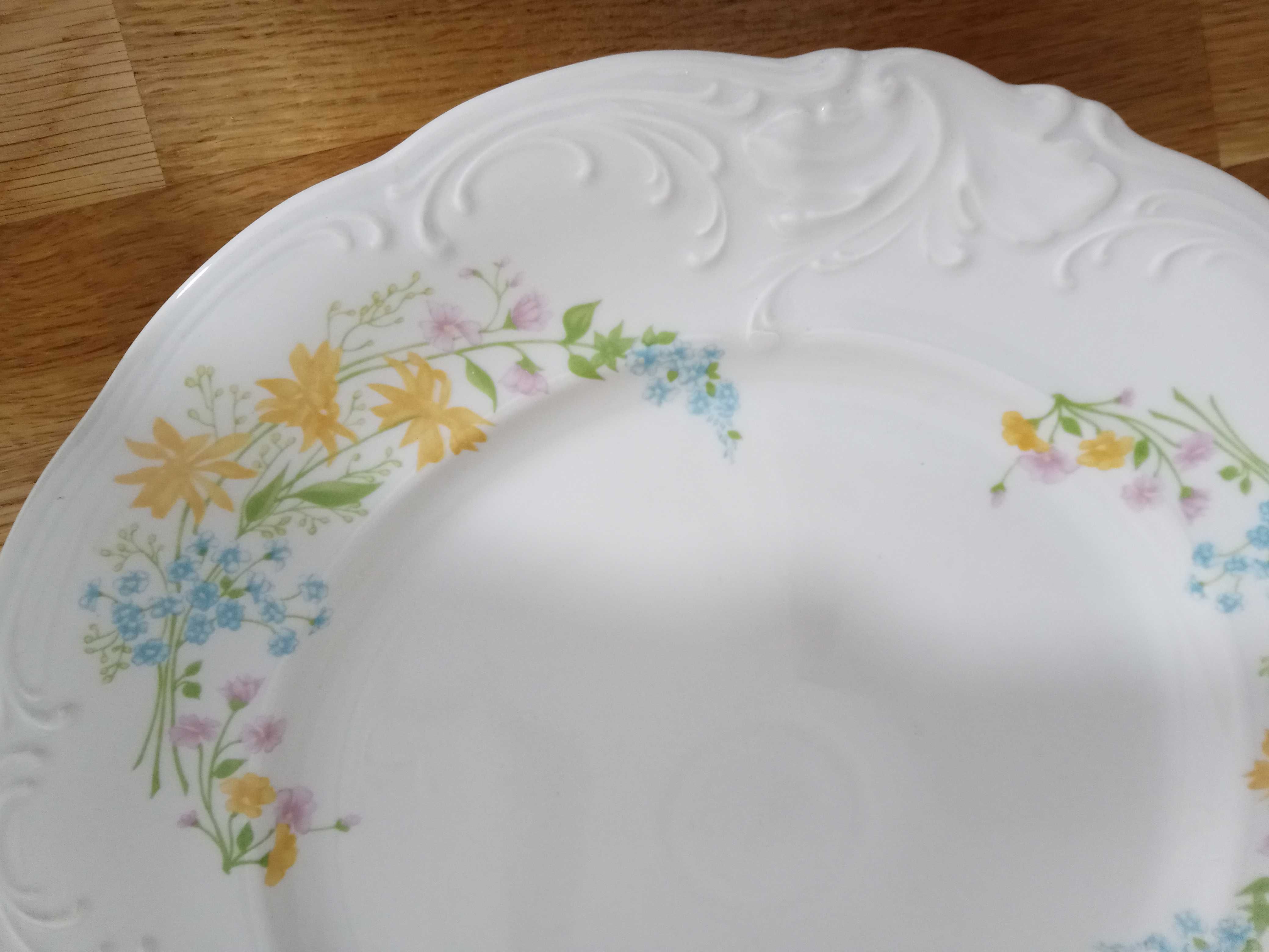 Porcelana Wałbrzych 32cm sygnatura patera talerz dekor retro kwiaty