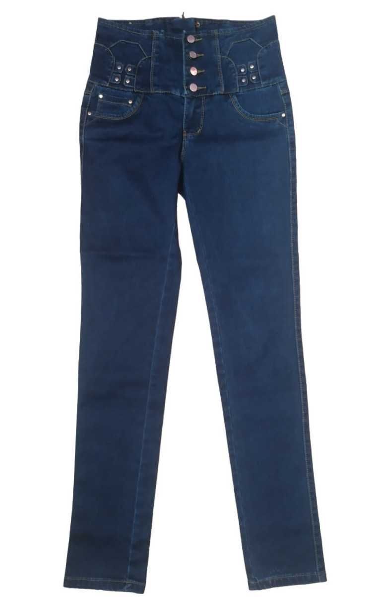 Spodnie jeansowe wysoki stan gorsetowe
