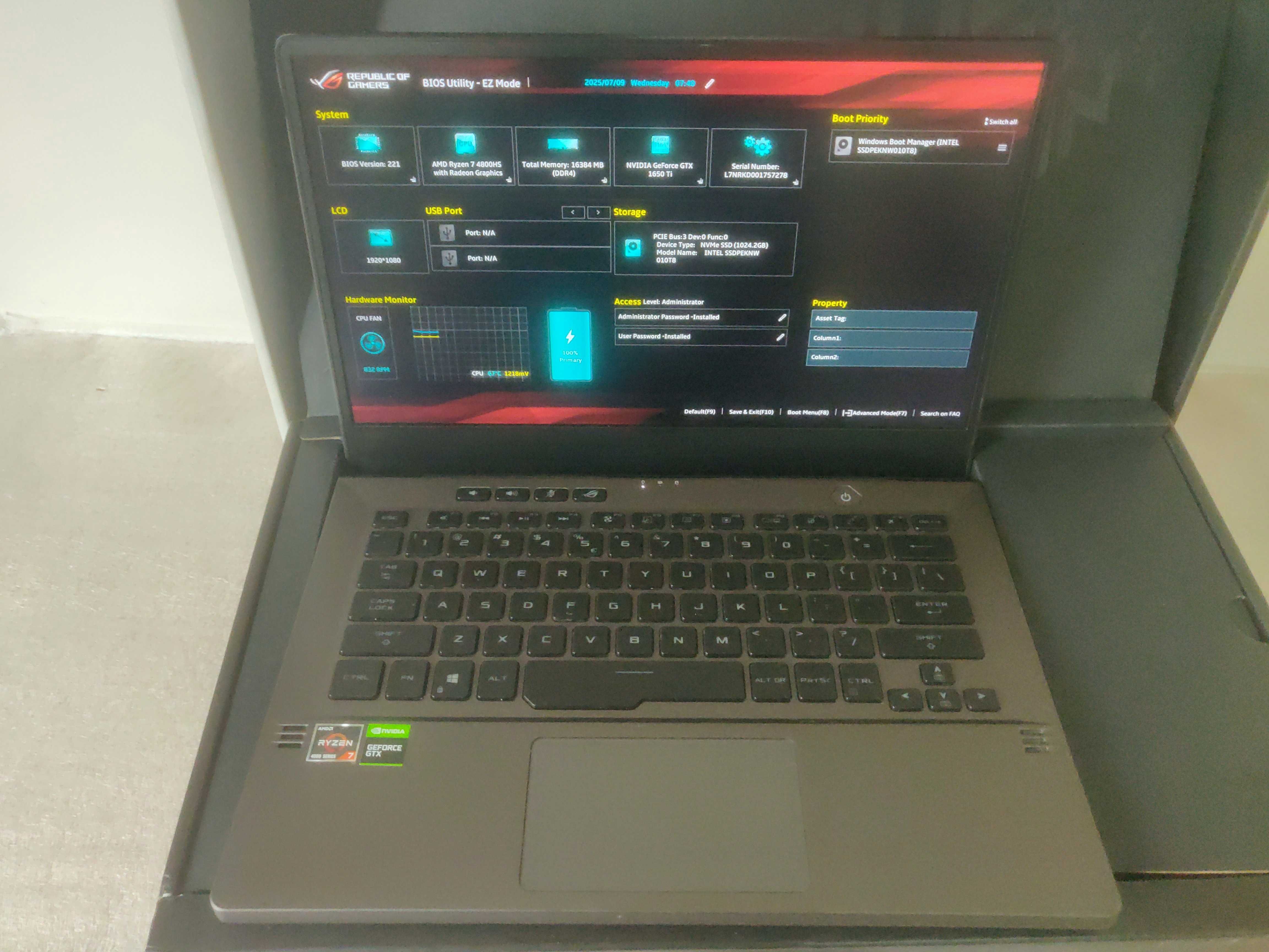 ROG Zephyrus g14/Ryzen 7
4800HS/GTX1650TI/  1 TB NVME / RAM 16gb