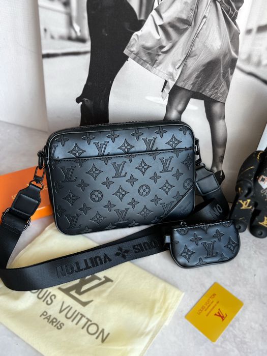 Сумка чоловіча чорна Louis Vuitton Duo луи витон 2в1 монетниця мужская