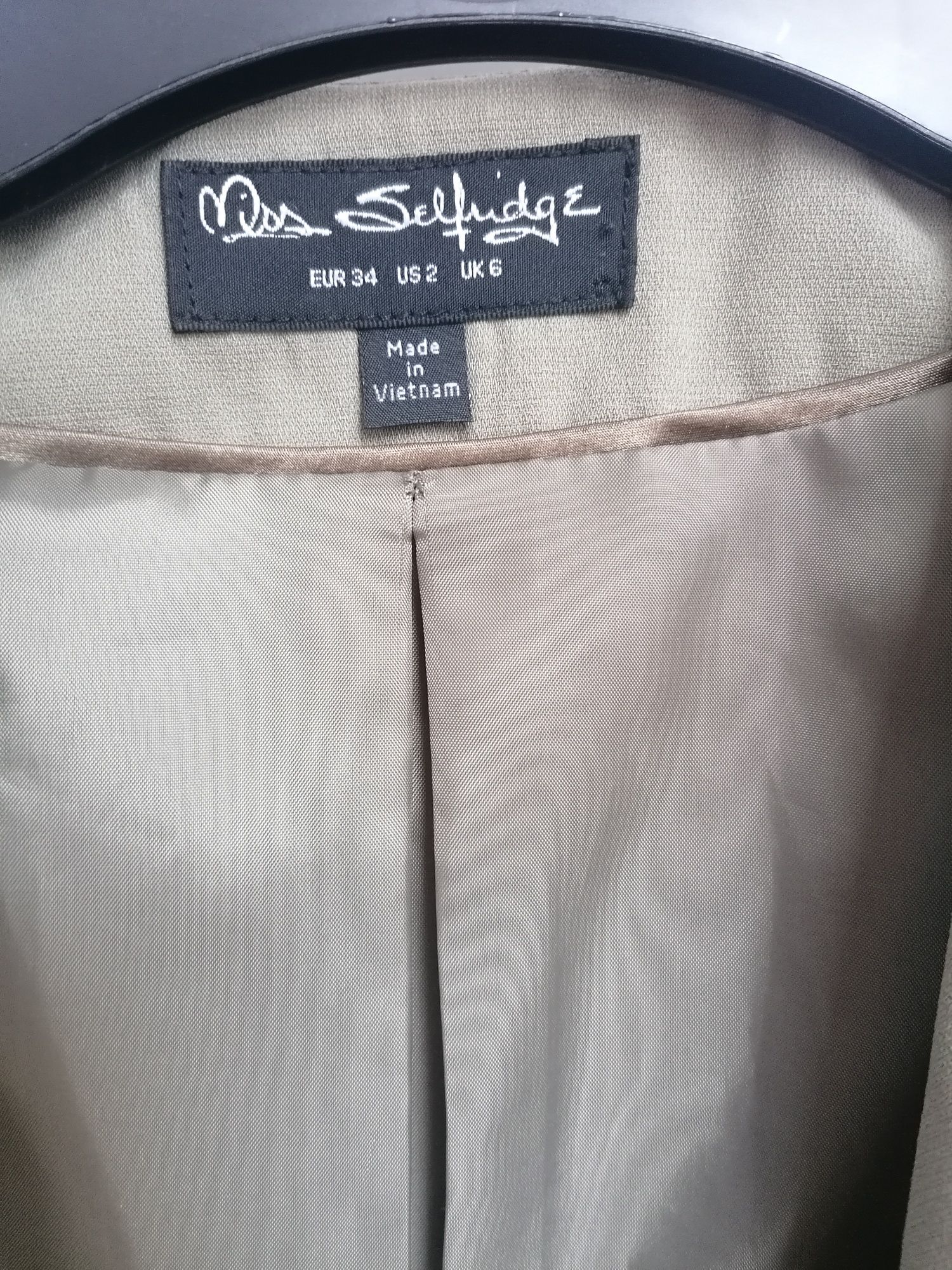 Żakiet marynarka khaki xs/34 Miss Selfridge z uk