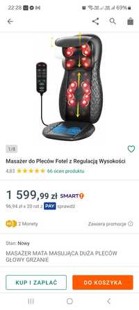 Masażer do pleców fotel z regulacją wysokości