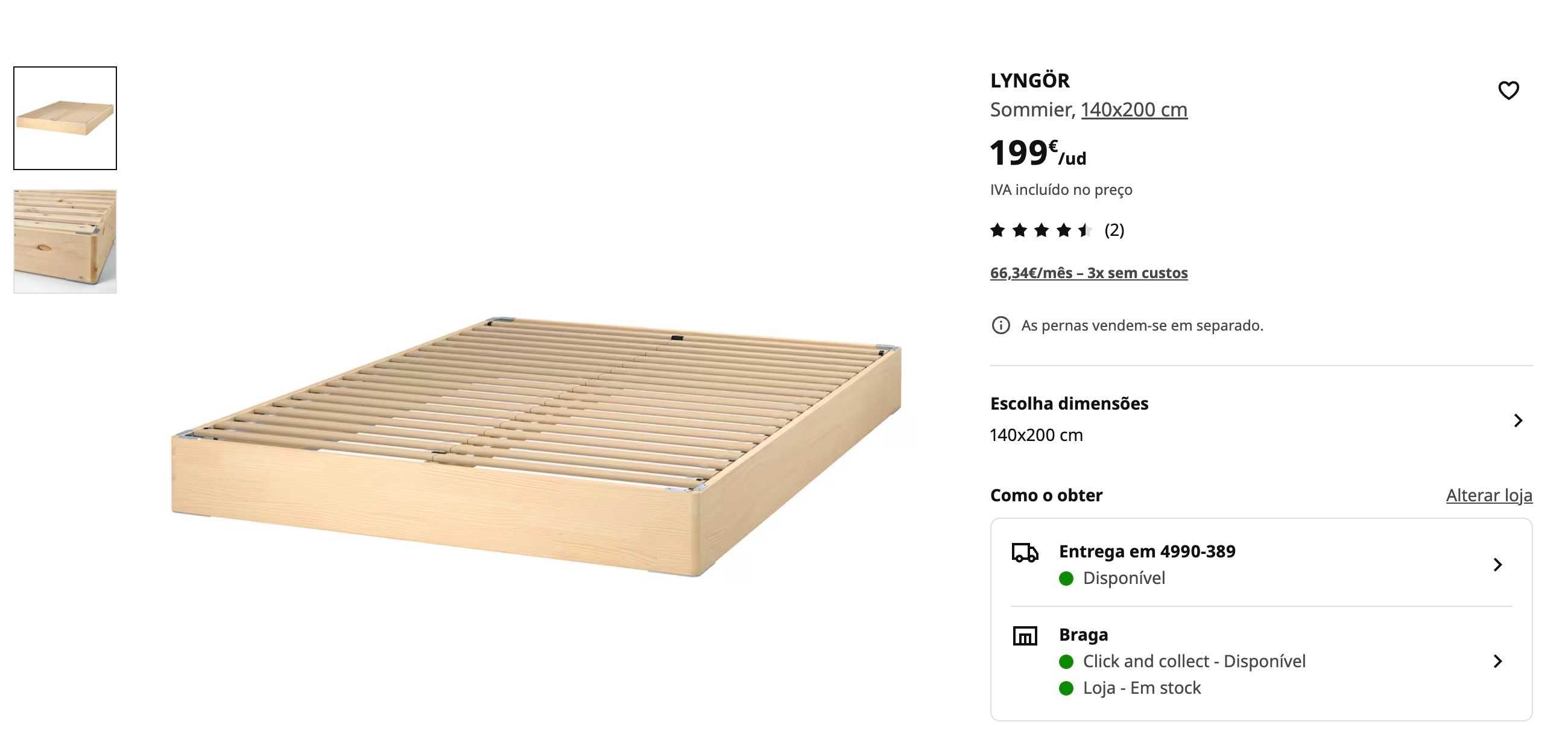 Colchão e Sommier novo - Tentei usar - Colchão IKEA de tamanho errado.