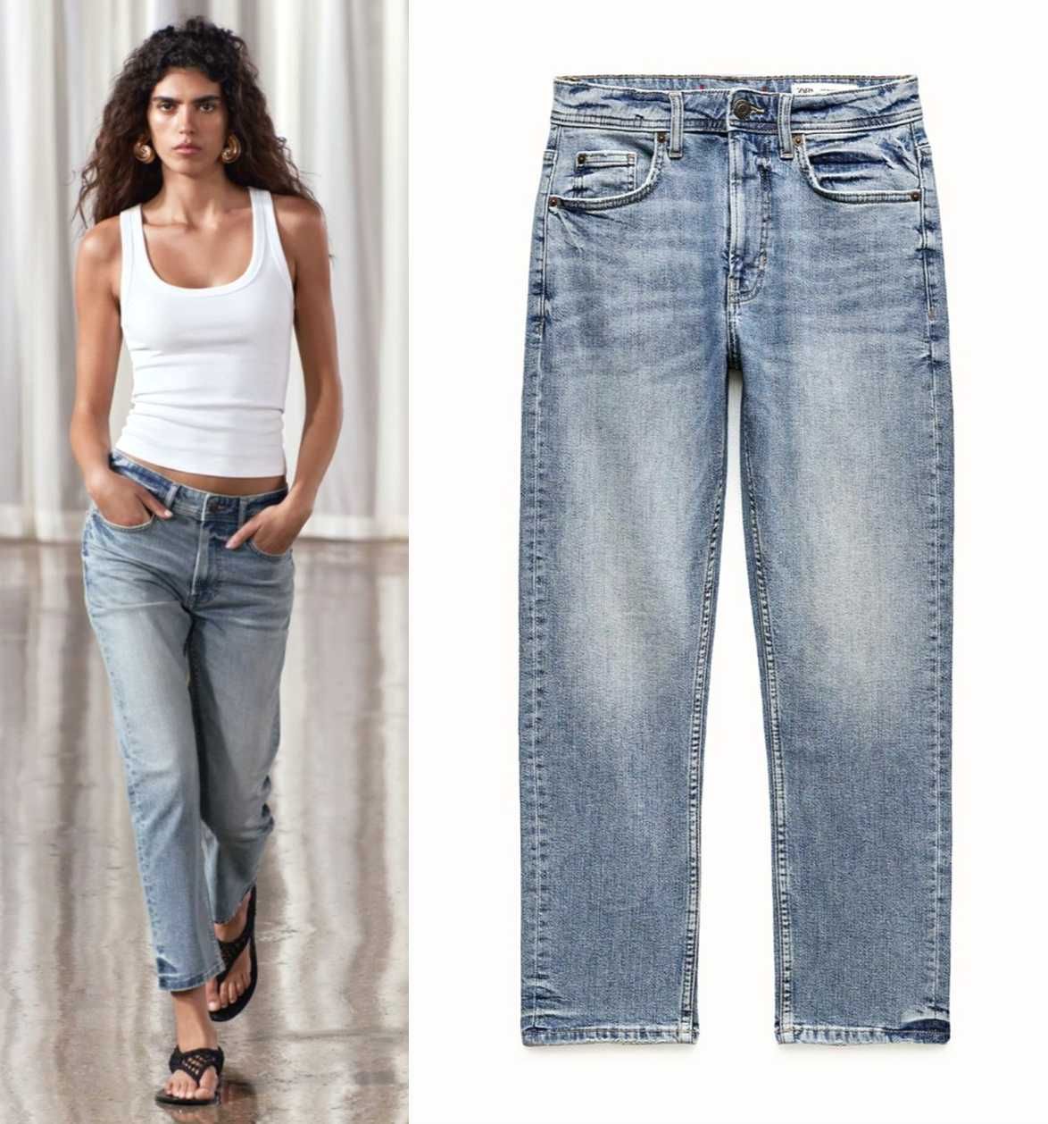 Zara spodnie jeans o kroju relaxed ze średnim stanem 44