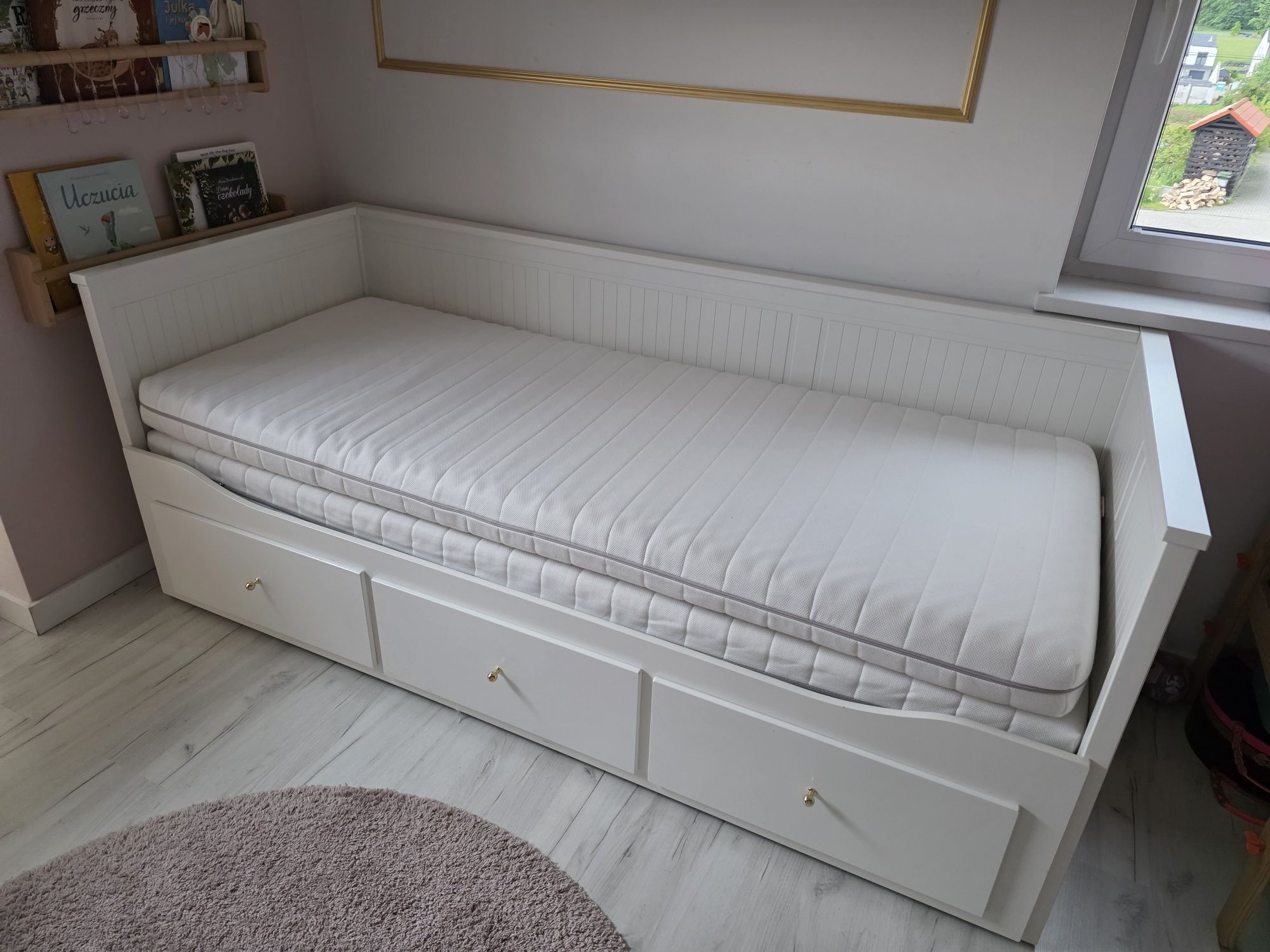 IKEA HEMNES Łóżko rozkładane + 2 materace Malfors