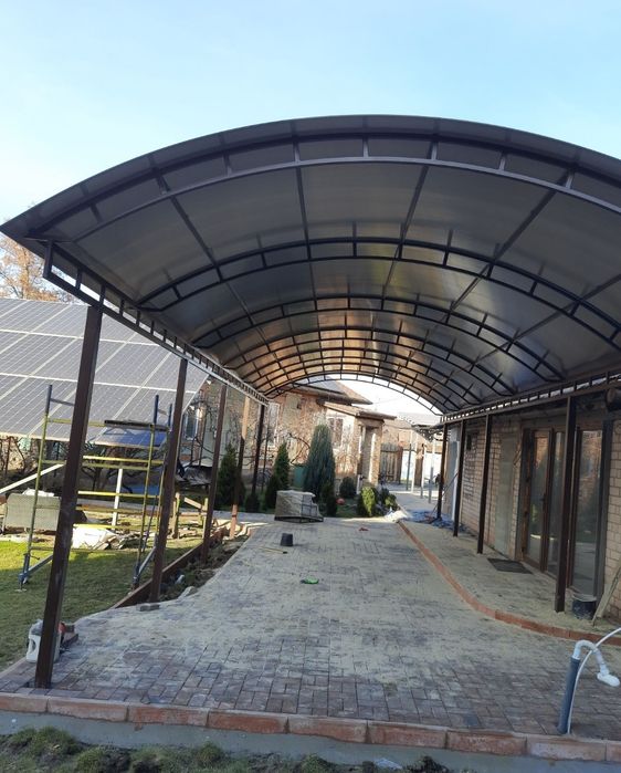 Навес из профнастила, поликарбоната и др.