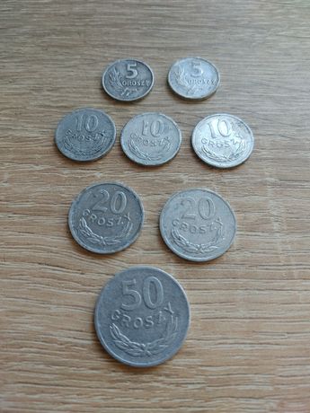 Zestaw starych monet 5, 10, 20, 50 groszy od 1949 do 1971