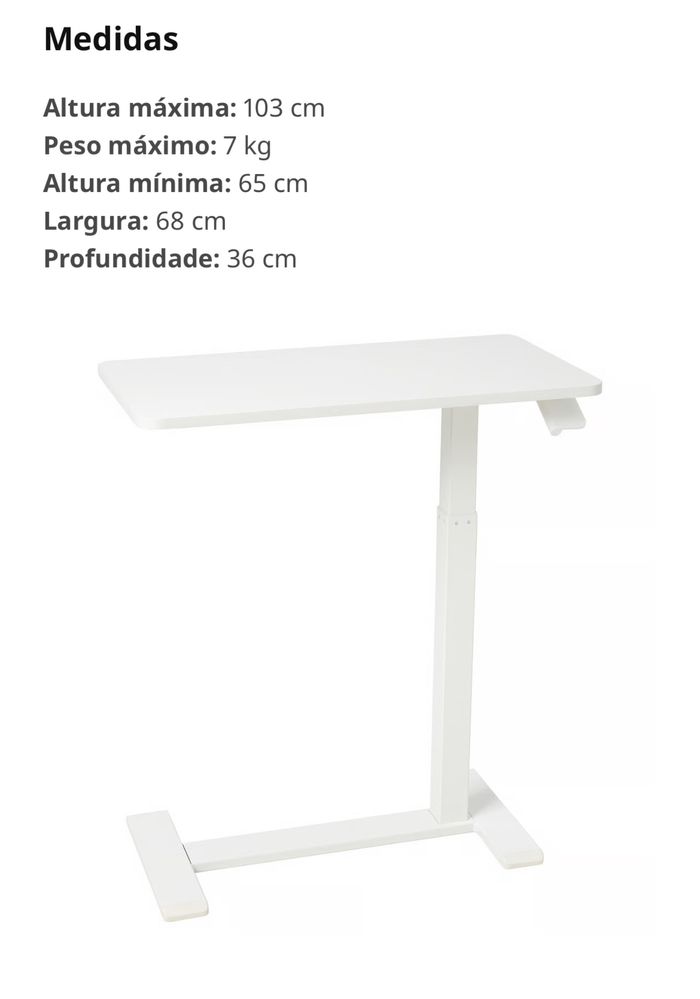 Mesa de apoio portátil e regulável