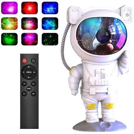 Projektor Gwiazd ASTRONAUTA | Lampka Nocna z 8 Trybami Świecenia