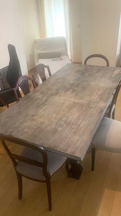 MESA DE MADEIRA E SOFA 3 METROS