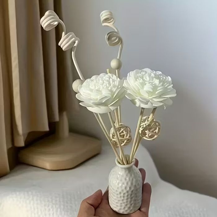 Набір для декору DIY: штучні квіти з вазою і паличками для дифузора