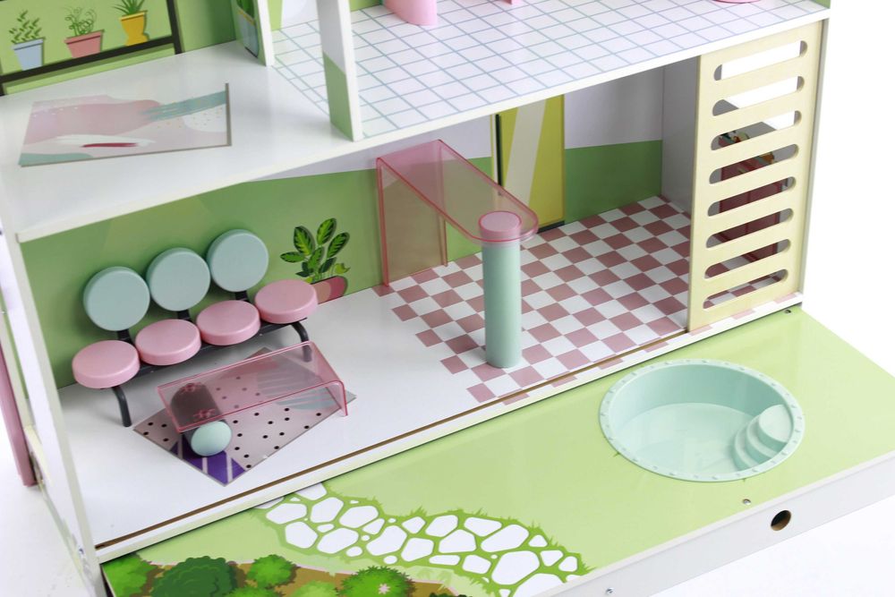Domek willa dla lalek DEMO winda meble basen mega Duży LALKI 30cm!