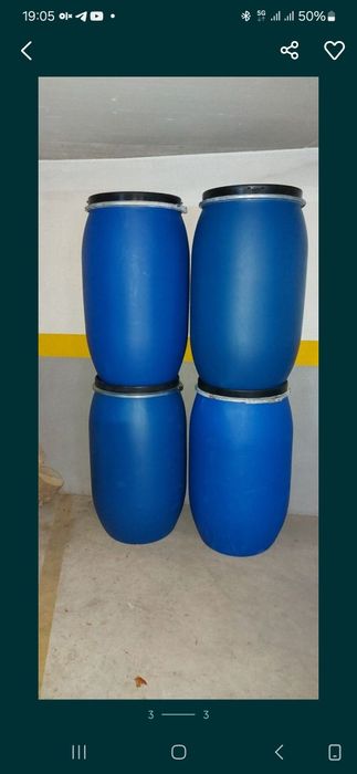 Barricas de plástico c/tampa e fecho 30,50,60,70,100,130,170,200 e 240