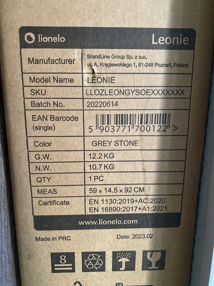 Ліжечко LIONELO 3 в 1 Leonie Grey Stone