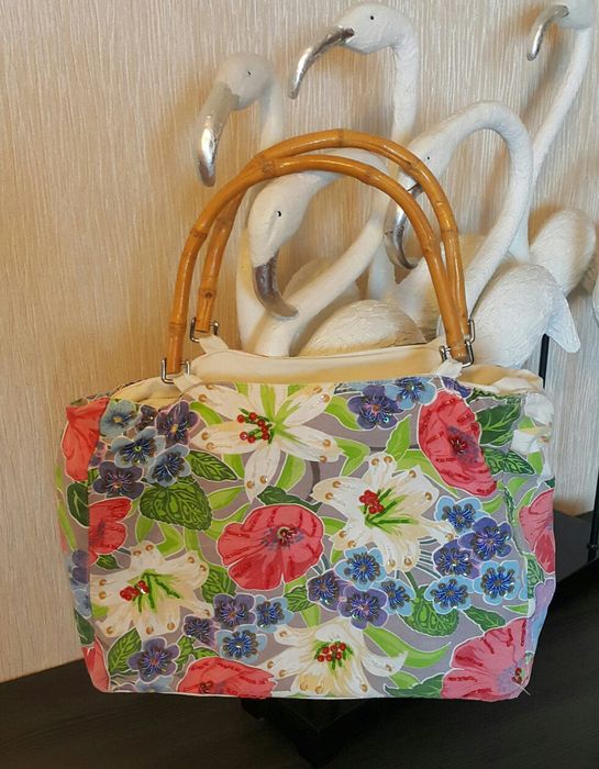 Літня пляжна сумка гарна кольорова на відпочинок сумка цветная тканева