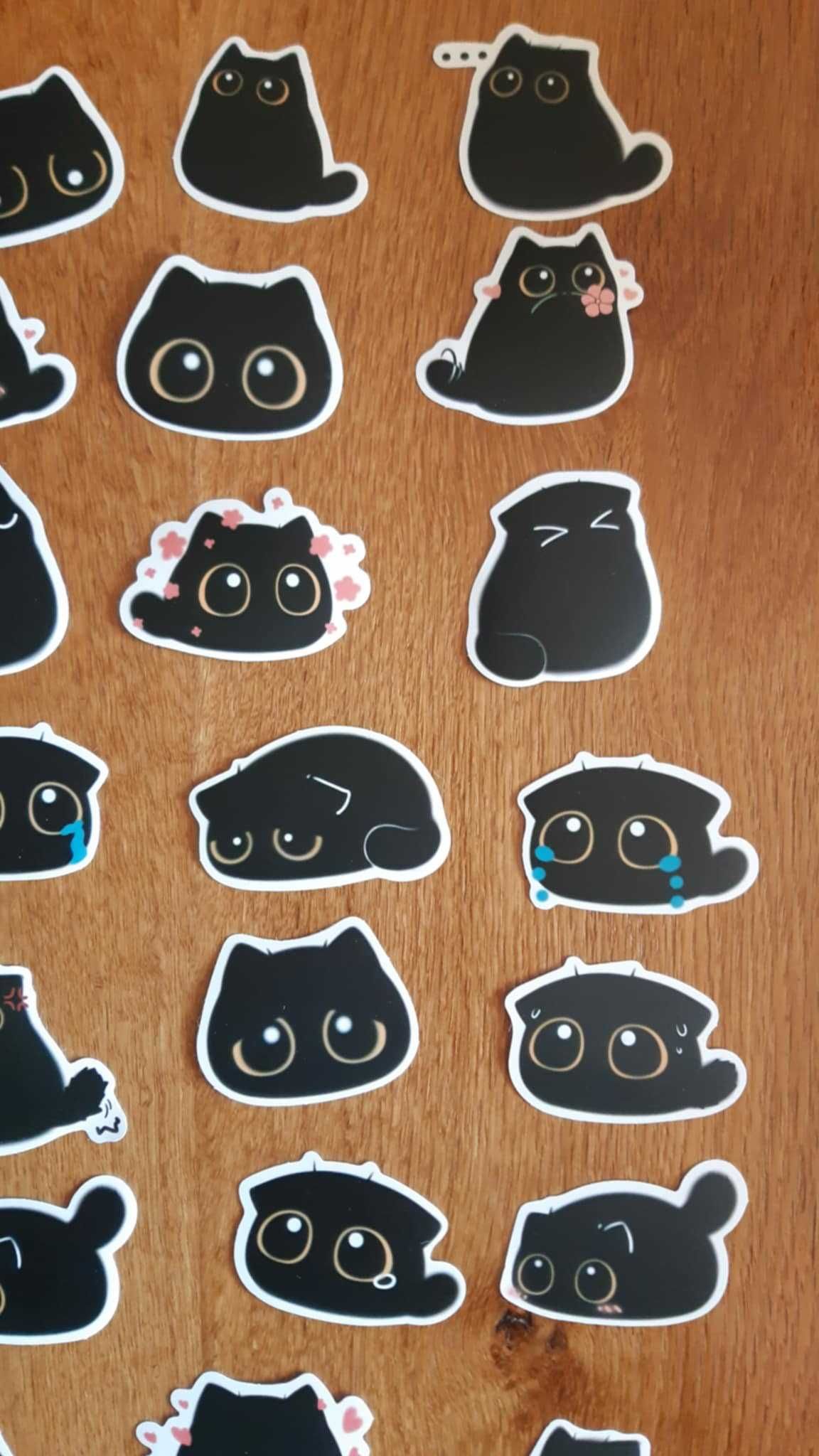 Koty kotki czarne koty czarny kot kawaii sweet mem naklejki wlepki