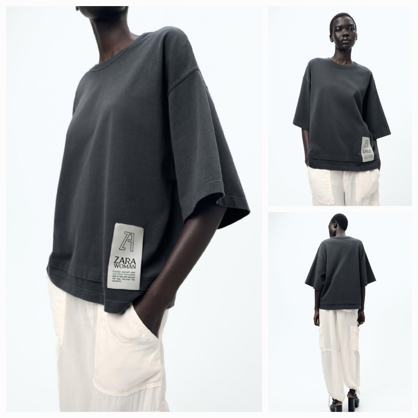Zara трендова 100% бавовняна футболка оверсайз. Дуже стильна і якісна.