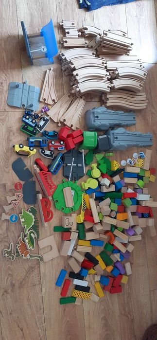 duży zestaw klocków drewnianych ikea, plus drewniane PRL