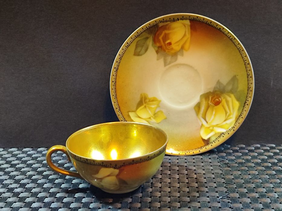 Porcelana Lettin DUO mokka złocona 24K Au Kolekcjonerska