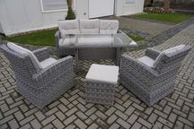 Zestaw z Technorattanu Sofa 3 osobowa + 2 Fotele + Stół + Pufa (w-978)