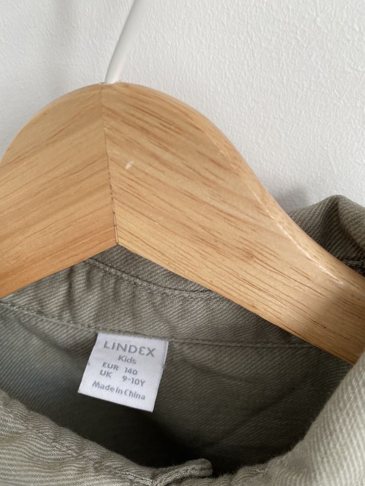 Koszula lindex 140 szałwiowa luźna zielona bawełna