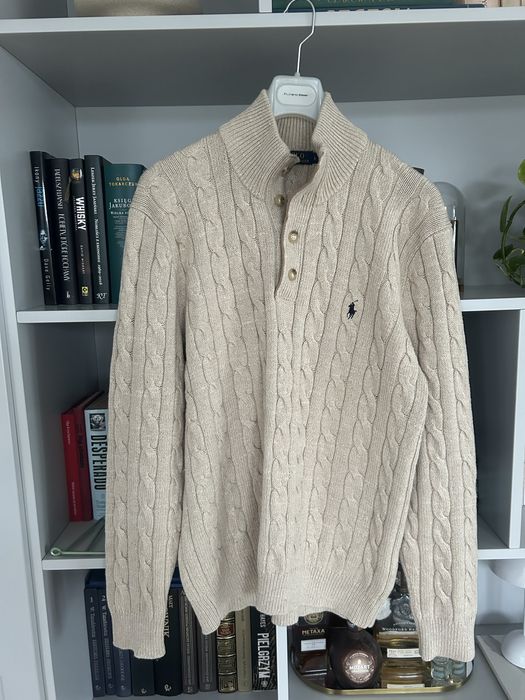 Sweter męski cardigan Polo Ralph Lauren L jedwab jedwabny beżowy
