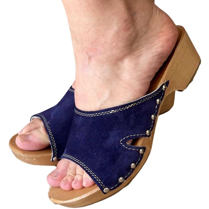 Drewniaki chodaki zamszowe niski obcas wygodne rozmiary od 36 do 41