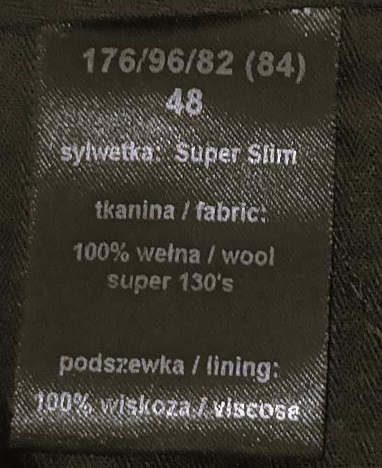 Garnitur męski Vistula, czarny 176/96/82 (84),roz. 48, Super Slim