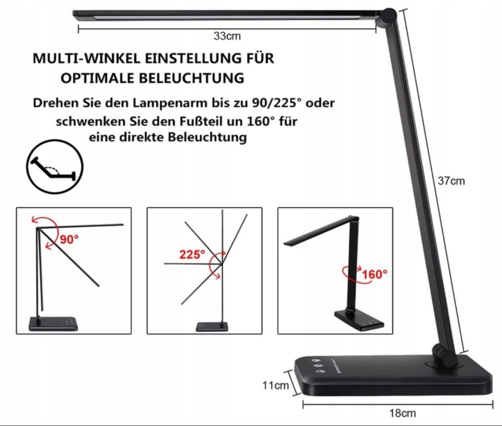 Lampa biurkowa LED SLATOR QM019, lampa stołowa z funkcją ściemniania