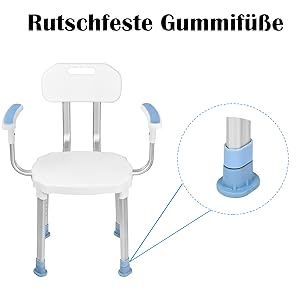 Крісло для ванної/душу з підлокітниками і спинкою