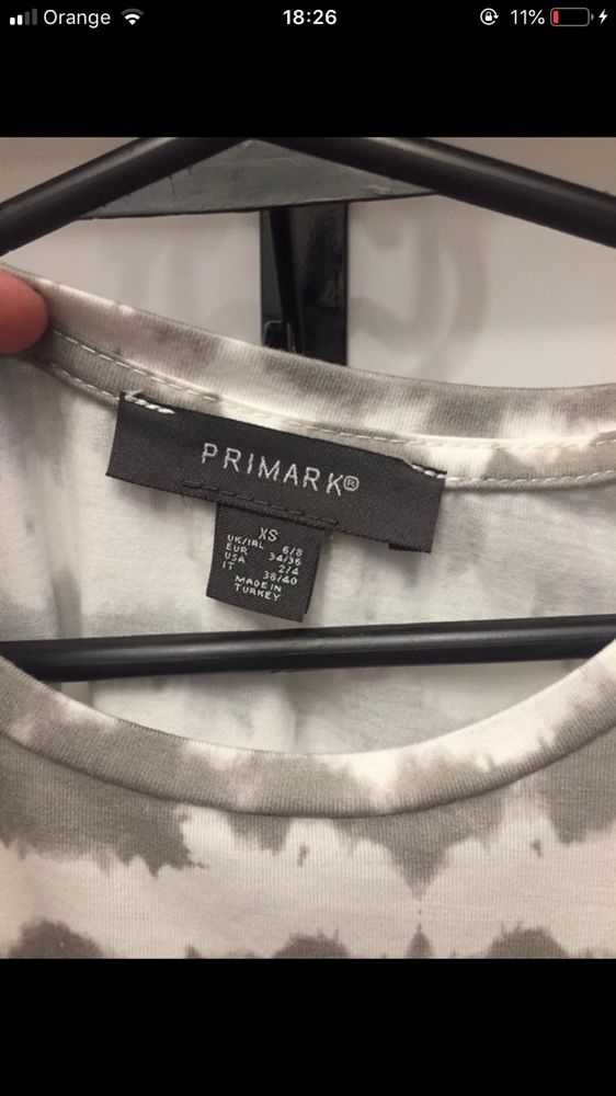 Koszulka t-shirt tie die z falbanką krótki rękaw primark XS/S