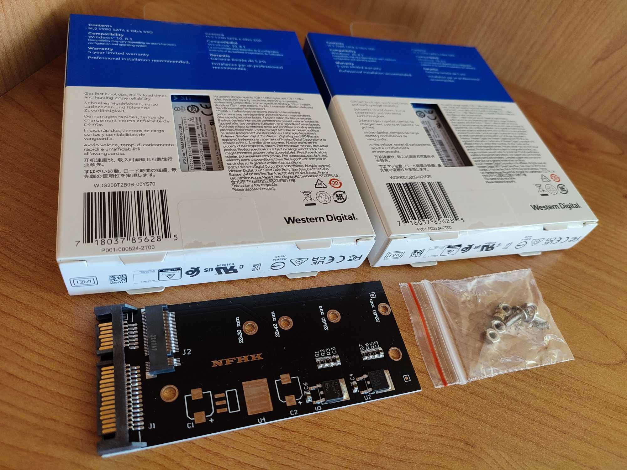 Dwa dyski WD Blue SATA SSD 2TB. M.2 SATA. Nowe. +GRATIS