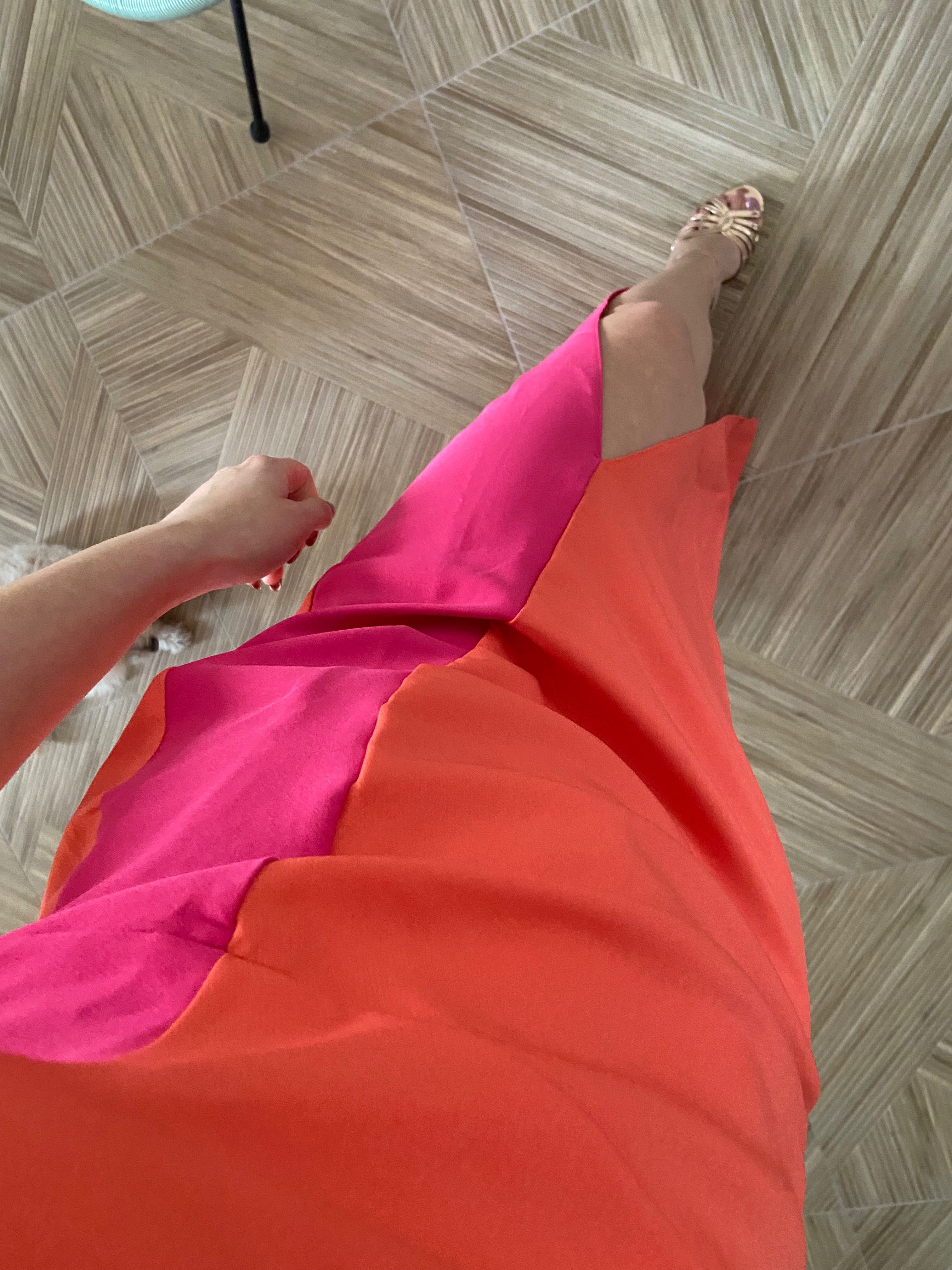Maxi długa sukienka wesele M druhna pomarańczowa nowa różowa
