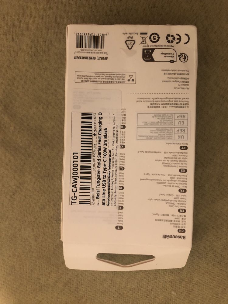 Baseus kabel QC 2m/6A 100w pudełko extra wytrzymały